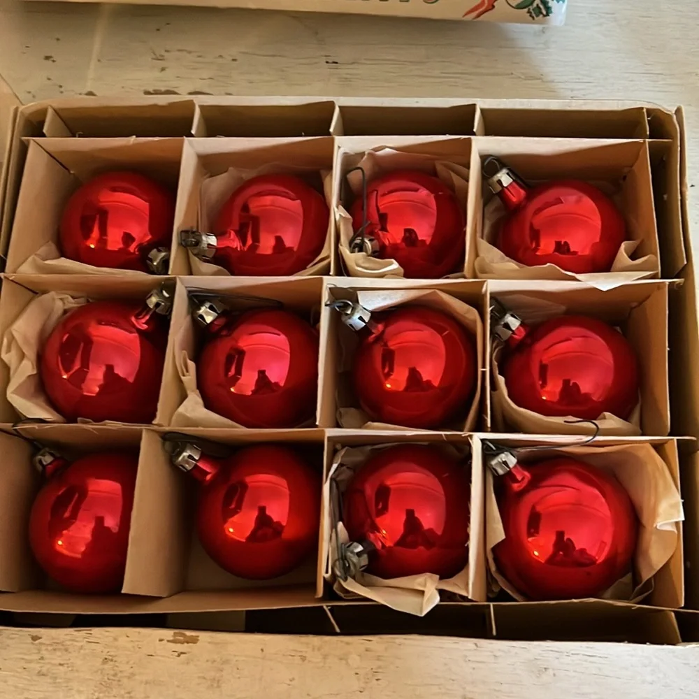 2 boxes Poland mercury hand blown glass Christmas ornaments